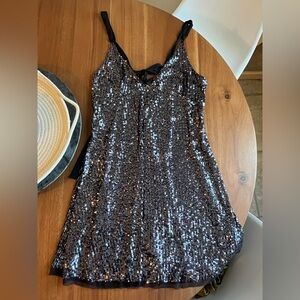 Free People Gold Rush Black Sequin Mini Dress